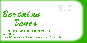 bertalan dancs business card